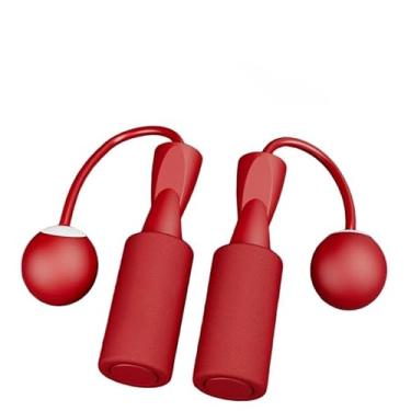 Imagem de [Versátil sem fio] Corda de pular sem fio com bolas pequenas - Equipamento de treinamento de fitness versátil para uso interno e externo (vermelho)
