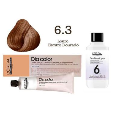 Imagem de Tonalizante Dia Color 6.3 Louro Escuro Dourado + Emulsão Reveladora 6v