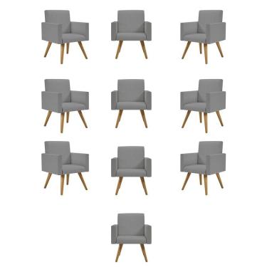 Imagem de Kit 10 Poltrona Cadeira Escritório Recepção Linho Grafite