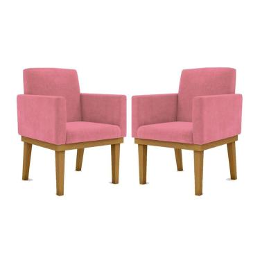 Imagem de Kit 2 Cadeiras Recepção Reforçadas Poltrona Balaq rosa