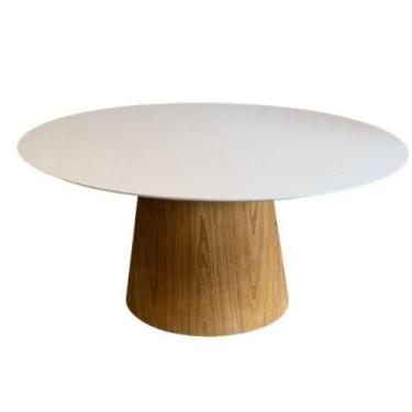 Imagem de Mesa de Jantar Cone Oval 180x100cm Tampo Base Madeira Branco - PERSONA