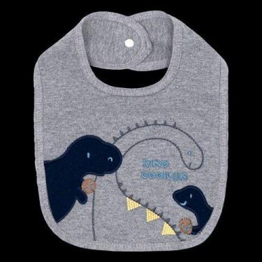 Imagem de Babador mescla bordado dino para bebê - Era Uma Vez