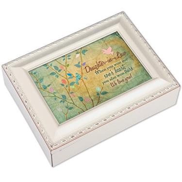 Imagem de Cottage Garden Daughter-in-Law Ivory Escovado Golden Trim Music Box Toca Song You Light Up My Life