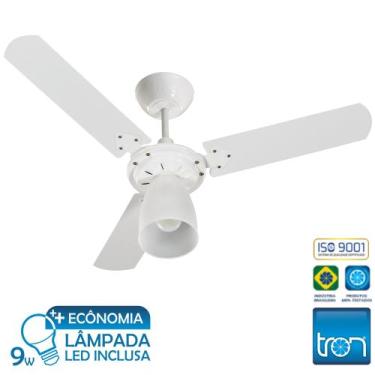 Imagem de Ventilador de Teto Tron Marbela 130w Branco 220v c/ 1 Lâmpada LED 9w, 