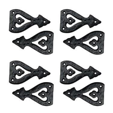 Imagem de Adonai Hardware Dobradiças dianteiras falsas ou falsas de alumínio antigo "Alleluia" (10 cm x 8 unidades, preto fosco) para portas de celeiro, portões, armários, galpões, janelas, caixa de madeira, baú e baús