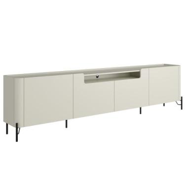 Imagem de Rack Para Sala de Estar TV 85 Pol 4 Portas Pés Industrial Preto Alef I