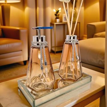 Imagem de Kit Lavabo Completo Ambar Com Bandeja Difusor Saboneteira Vidro