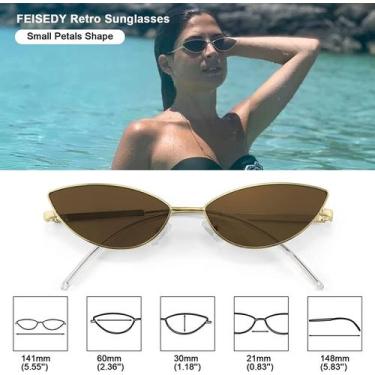 Imagem de Óculos de sol designer retro pequenas pétalas forma arc te - HUOGUO