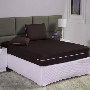 Imagem de Capa De Colchão Casal 25Cm + Fronha Zíper Malha Lisa 3 Peças - Ametist