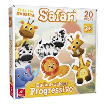 Imagem de Quebra-Cabeça Progressivo Safari Brinquedo Educativo Pedagógico - Brin
