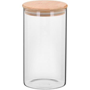 Imagem de TABLE POTE 18x10x10cm 1,2L BOROSILICATO TRANSP COM TAMPA BAMBU