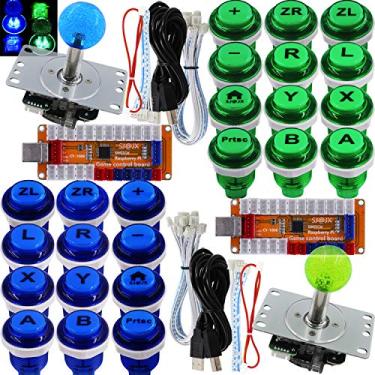 Imagem de SJ@JX Lâmpada de controle de LED Arcade Game Codificador USB para 2 jogadores, gamepad, Cherry MX, Microswitch, botão de luz de 8 direções, joystick de LED para Nintendo Switch, PC, PS3, retropie,