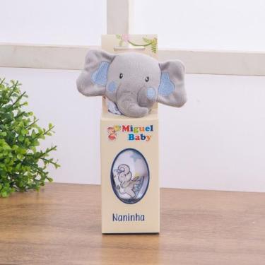 Imagem de Naninha Baby Elefante Soninho Tranquilo Antialérgico Com Prendedor de 
