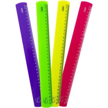 Imagem de Régua de Poliestireno Neon 30CM - Cores Sortidas - Pacote com 10 - Wal
