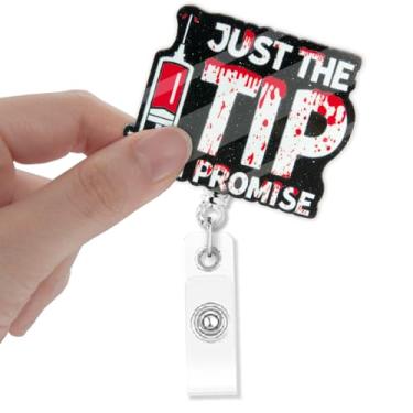 Imagem de Xipromi Just The I Promise Carretéis de crachá retrátil com clipe, presente engraçado para Phlebotomy RN LPN IV Nurse Doctor, Thank You Nurses Week Gifts for Phlebotomist First Responder
