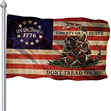 Imagem de 1776 Bandeira We The People de 9,5 x 1,5 m para fora, bandeiras não pisar em mim, bandeira impressa dupla Don't Tread On Me, bandeira de jardim de cascavel americana Gadsden dos EUA para exterior com