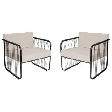 Imagem de Conjunto 2 Poltronas para Sala de Estar Córdova em Aço Carbono e Fibra Sintética Acesse Móveis