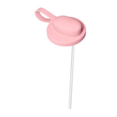 Imagem de ＫＬＫＣＭＳ Tampa de silicone para lata de refrigerante com canudo, ferramenta para manter as bebidas frescas, reutilizável para bebidas enlatadas, cerveja, Rosa