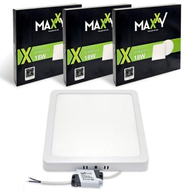 Imagem de 3x Painel Led Plafon Quadrado Sobrepor 18w Branco Luz Neutra