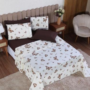 Imagem de Jogo de Cama Casal 3p Lençol sem Elástico + Fronha 100% Algodão Percal