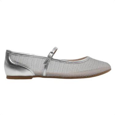 Imagem de Sapatilha Feminina Bico Redondo Vizzano Tela Prata, Prata, 37