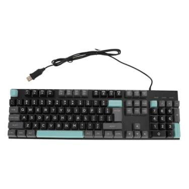 Imagem de Wired Gaming Keyboard Painel de Metal Impressão Grande USB iluminado teclado com retroiluminação para Computador Portátil Idosos Gamers ABS Preto (Star Night Black)