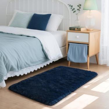 Imagem de HOMORE Tapetes pequenos para quarto, 6,8 x 7,5 m, azul para quarto, cabeceira, tapetes macios e macios para mesa, tapete de porta de entrada, tapetes pequenos e tapetes para berçário, azul marinho
