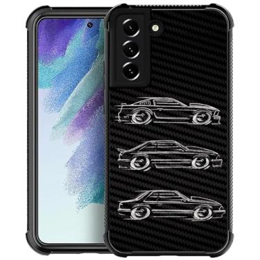 Imagem de CARLOCA Compatível com Samsung Galaxy S22, preto e branco vetor carro design arte moda padrão design para meninas à prova de choque anti-arranhões capa traseira rígida PC para Samsung Galaxy S22