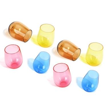 Imagem de Lily's Home Copos de vinho e copos de água inquebráveis de acrílico à beira da piscina, feitos de plástico inquebrável e ideal para uso interno e externo, reutilizável. Cores mistas. 397 g - Conjunto