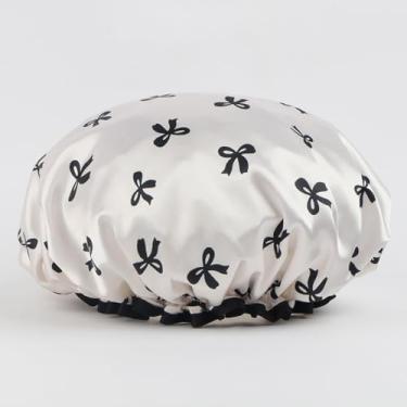 Imagem de Touca de banho espessa para mulheres - Capa de cabelo de banho de camada dupla, elástica macia para banho, natação, touca de cabelo antiderrapante para spa