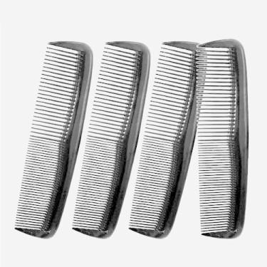 Imagem de Pentes de cabelo duráveis, pacote com 4 com dentes finos, essenciais para pentear e desembaraçar, preto
