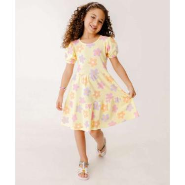 Imagem de Vestido Infantil Estampa Flores Marisa Tam 4 a 10-24065, 6, Amarelo