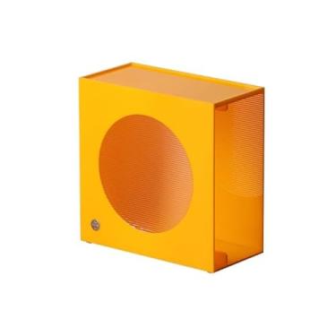 Imagem de Organizador de discos de vinil, caixa de álbuns de CD de acrílico para mesa, sala de estar, quarto (amarelo)