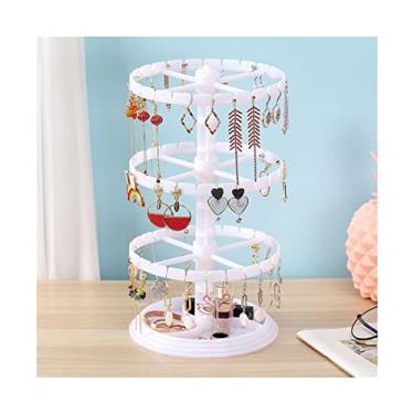 Imagem de Suporte de joias brincos giratórios rack de armazenamento brincos femininos exibição pulseira colares pendurados pequeno organizador de joias anel de cabelo bandeja de joias exibição de joias (cor