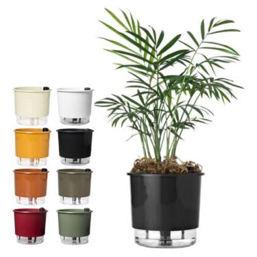 Imagem de Vaso Auto Irrigável N 02 Planta Flor Terrazzo Raiz - Cores, Preto