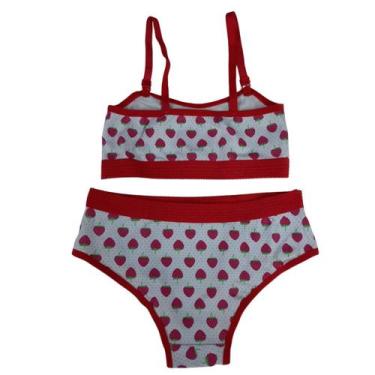Imagem de Conjunto Lingerie Infantil Sutiã Top Calcinha Menina Moça, Vermelho, M