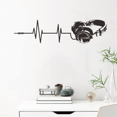 Imagem de Adesivos de parede para fones de ouvido musicais Sound Wave Decalques 