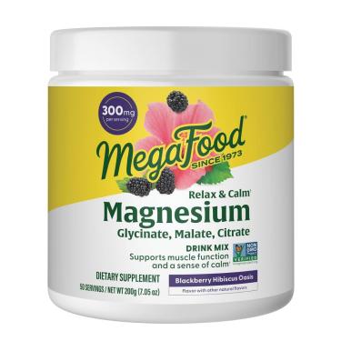 Imagem de Magnésio em pó MegaFood Relax + Calm 200g de hibisco de amora-Unissex