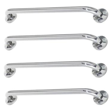 Imagem de Alça de Apoio 60cm Barra Kit 4 Unidades Inox Deficiente Cadeirante Idoso Banheiro Acessibilidade Segurança