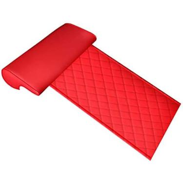 Imagem de KRASS Almofada de assento de carro com travesseiro de apoio de perna confortável, descanso de pernas almofada de couro estendido para condução de longa distância para carros ônibus trens escritório casa, vermelho, colecionador88