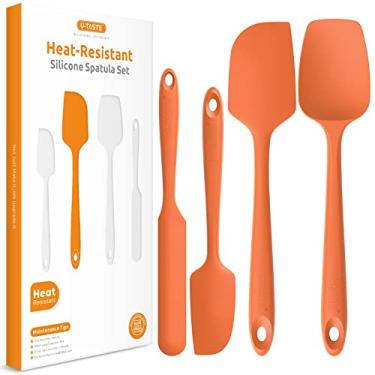 Imagem de Conjunto de espátula de silicone resistente ao calor: U-Taste Utensílio de grau alimentício de alta temperatura de alta temperatura sem costura, silicone flexível de borracha para cozinha, mistura,