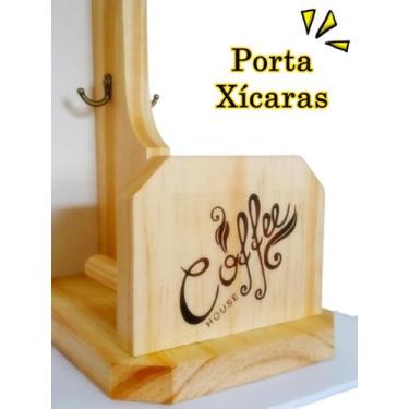 Imagem de Cantinho do Café Suporte de Madeira 6 Ganchos - Art & Lar Artesanatos