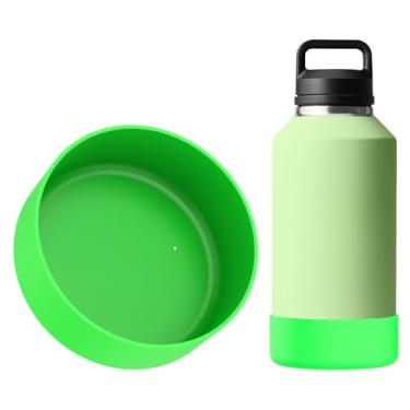 Imagem de Linkidea Bota de garrafa de água compatível com Hydro Flask boca larga 1,8 g, Growler 1,814 g, protetor de capa inferior de garrafa de água de silicone, amortecedor de garrafa (verde)