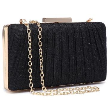Imagem de Bolsa de noite Dasein, bolsa de mão feminina plissada em poliéster pre