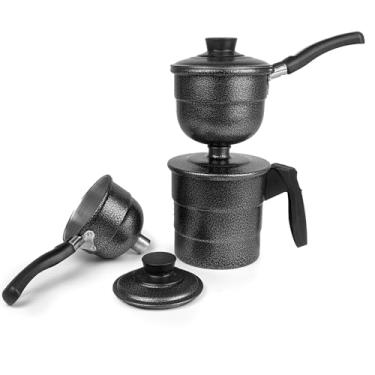 Imagem de Cuscuzeira Individual Prática Nordestina Duas Medidas Tetinha Peitinho de Moça 2 em 1 Alumínio Resistente Inmetro