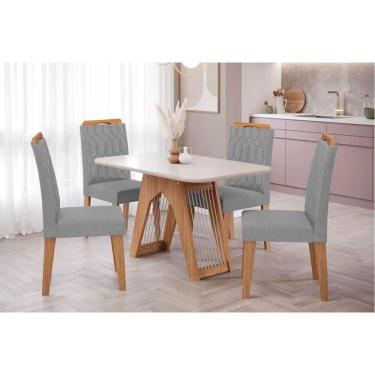 Imagem de Sala De Jantar Completa Carol Tampo Madeirado C- Vidro 130x80cm E 4 Cadeiras Paola Nature-madeirado-grafite - Cimol