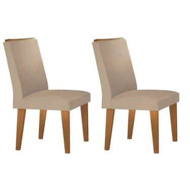 Imagem de Kit 2 Cadeiras Sala Jantar Lunara 2 Un Madeira Capuccino-suede Creme - Rufato