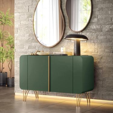 Imagem de Aparador Buffet Sala Benvenuto Com 2 Portas E Pés Em Aço Verde Pistache