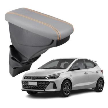 Imagem de Apoio De Braço Hyundai Hb20s Couro Cinza Costura Laranja - GPI Automot