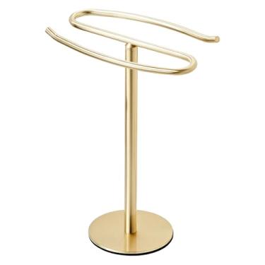 Imagem de Suporte de toalha de mão dourado, toalheiro de 33 cm, suporte de barra de toalha de aço inoxidável SUS304, barra de torre para banheiro, cozinha, bancada..